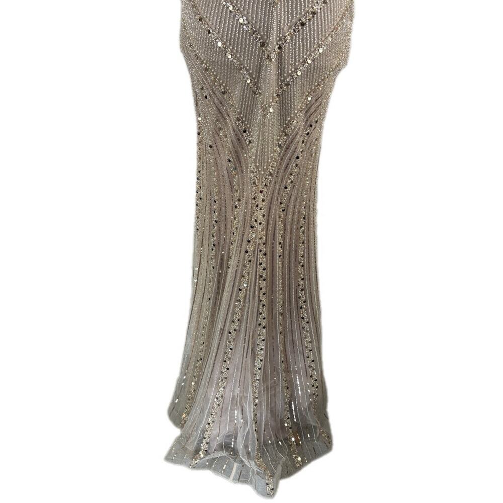 Ladivine Strapless Fitted Beaded Gown in Champagne CD0216 - Women's Size 4 - Picture 5 of 10